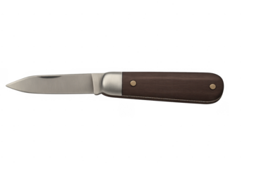 Folding pocket knife with sharp blade and wooden handle
