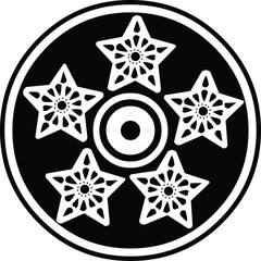 Star batik motif in a circle.eps