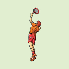 Tennis Player Athlete in Dynamic Pose Vibrant Stylized Vector
