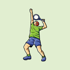 Tennis Player Athlete in Dynamic Pose Vibrant Stylized Vector