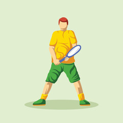 Tennis Player Athlete in Dynamic Pose Vibrant Stylized Vector