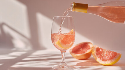 Refreshing drink at sunny setting