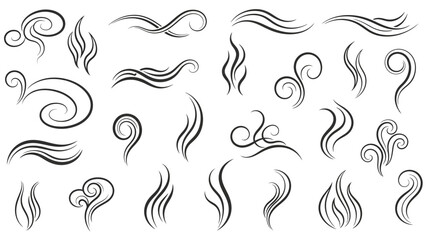 Collection of stylized smoke and steam wisps and swirls. © Elsa