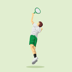 Tennis Player Athlete in Dynamic Pose Vibrant Stylized Vector