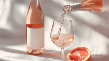 Pouring rose wine into a glass