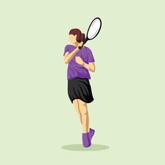 Tennis Player Athlete in Dynamic Pose Vibrant Stylized Vector