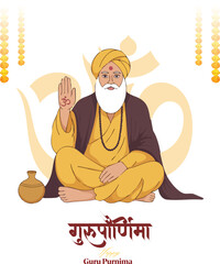 Naklejka premium Guru Nanak founder of Sikhism character illustration