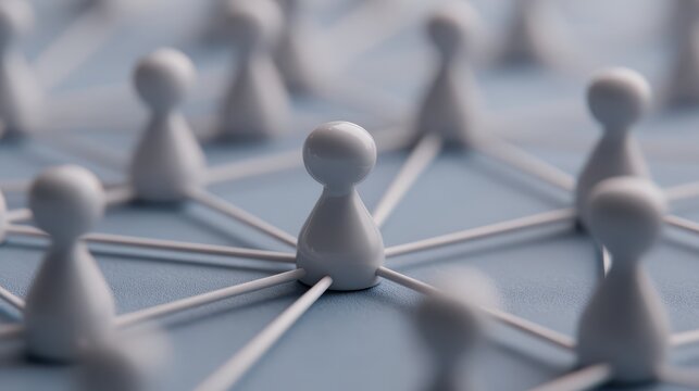 Connecting silver icon in a network of grey figures business environment visual representation technology concept - Powered by Adobe