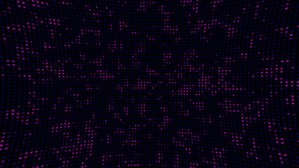 Abstract dot technology background. Pink and blue flickering dots on dark background