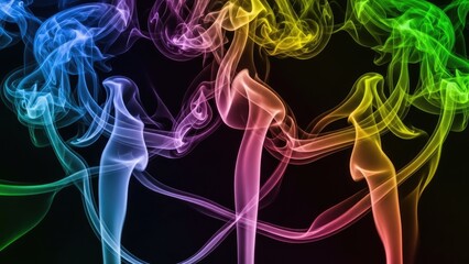 Obraz premium Colorful Smoke Silhouettes on Black Background.