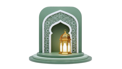 Islamic Archway with Golden Lantern and Geometric Patterns