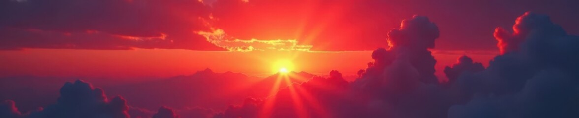 Fiery red sunrise paints the eastern sky, clouds ablaze , light, sunrise sky, morning sky