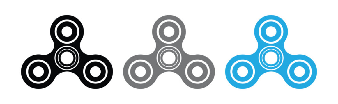 fidget spinner. Fidget spinner toy silhouette icon logo vector. toy for improvement of attention span and stress relief.  illustration outline for your creative design with hand spinner or fidget.