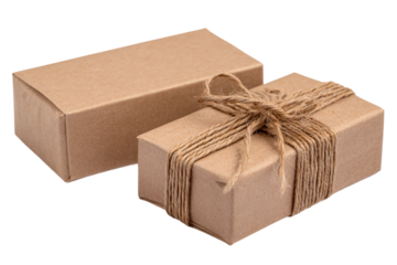 Eco friendly soap packaging set with kraft bag isolated on transparent background