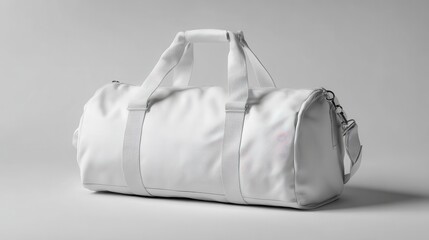 White canvas duffel bag mockup for gym, travel, or sports branding