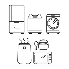 家電製品のピクトグラムアイコンセット