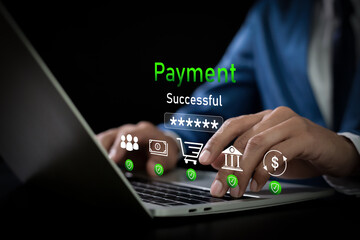 Secure online transaction and digital banking concept.