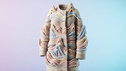 Vibrant multicolored cardigan with wavy knit pattern