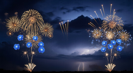 fireworks over the city