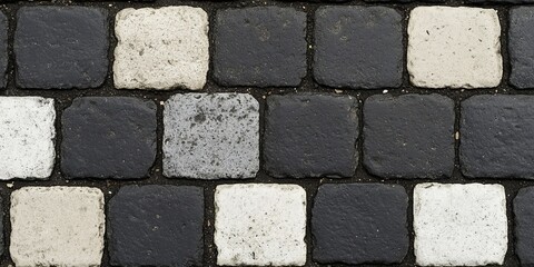 Seamless Checkered Pavement Surface Pattern of Brick Tile Floor Texture in Urban City Streets