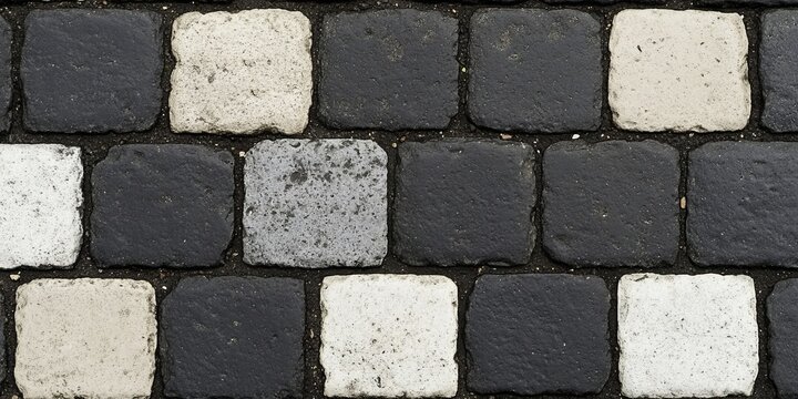 Seamless Checkered Pavement Surface Pattern of Brick Tile Floor Texture in Urban City Streets