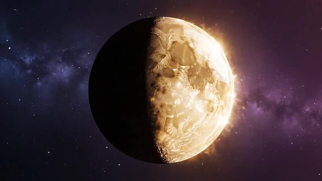 Dramatic eclipse in deep space with vibrant starry background