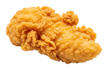 Crispy fried chicken piece kitchen food bright light isolated on transparent background