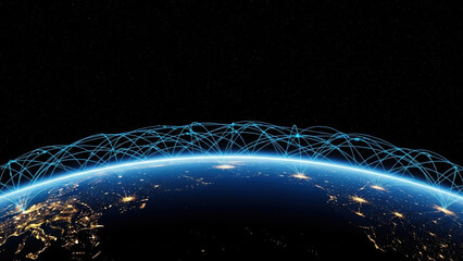 Exchange continent technology cyberspace earth communication tech net business global network digital background space datum map abstract information three dimensional planet transfer satellite
