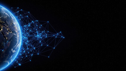 Digital technology planet transfer satellite exchange continent cyberspace earth communication tech net business global network background space datum map abstract information three dimensional
