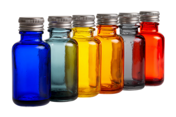 Refillable mini haircare bottles for travel isolated on transparent background