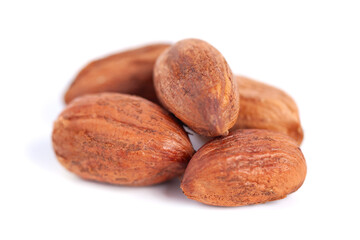 Obraz premium Hazelnuts kernels on a white background, healthy food. Macro