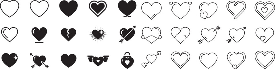 Heart vector icons. Set of love  valentine day eps
