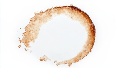 Abstract Beverage Circle Stain Top View Coffee Tea Trace on Paper Isolated Brown Spot Texture