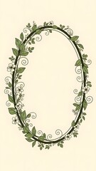 Elegant oval frame with floral elements on a light background