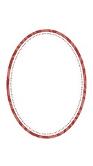 Oval frame with dotted inner line and textured red outer edge against white background
