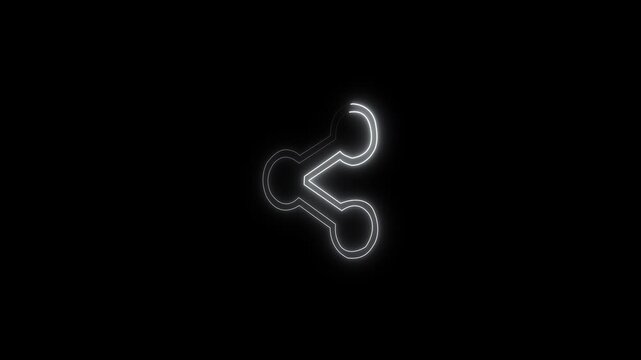 Glowing Neon Share Icon, Symbol of Digital Content Distribution and Social Media HD Video Motion Graphic Animation on Black Background 4k
