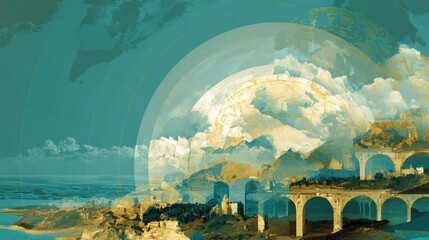 World Historian Day Abstract Banner Featuring Layers of Eras Illustrating Continuity and Knowledge Concept With Space for Text