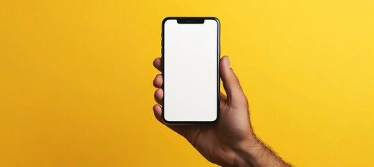 The Man Holding a Mobile Phone Displaying a Creative Digital Design Concept for Modern Mockups