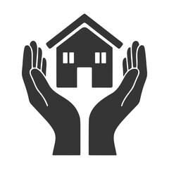 家を守る両手のシルエットアイコン