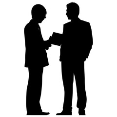 two businessmen shaking hands Person silhouette outline
