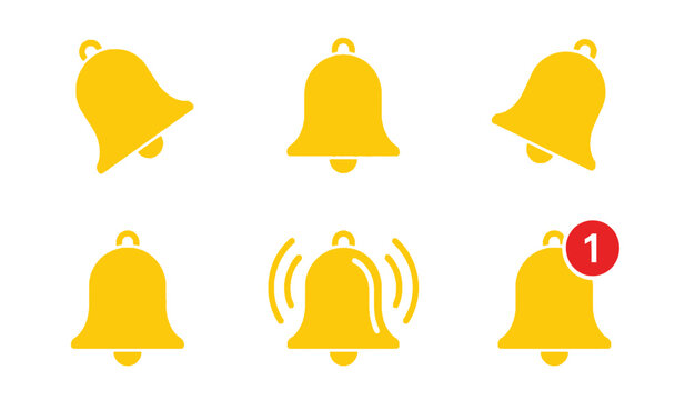 Collection of yellow bell icons for notifications