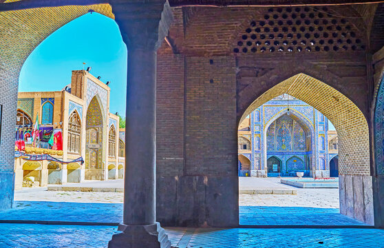 The view from arcade of Seyed Mosque, Isfahan, Iran