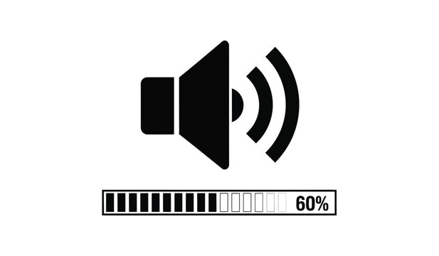 Black speaker icon with sound waves and volume level indicator