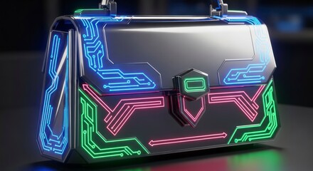 Futuristic Handbag with Neon Lights.