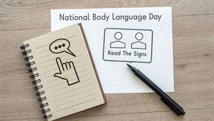 National Body Language Day icon with notebook and pen