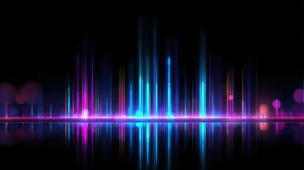Dynamic neon waveform equalizer with vibrant colors on dark backdrop