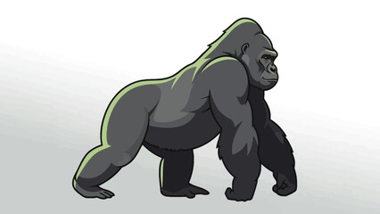 Obraz premium A stylized illustration of a large, muscular gorilla walking with its head turned to the side.