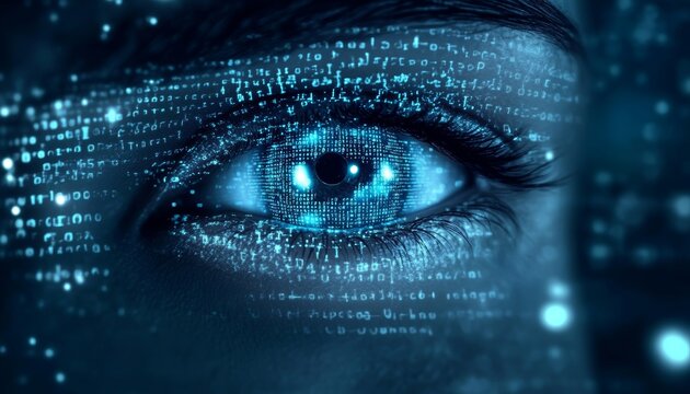 Advanced Artificial Intelligence and Surveillance System Interface in a Futuristic Digital Landscape - Powered by Adobe