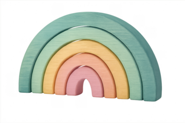 Wooden rainbow stacker toy with pastel colors