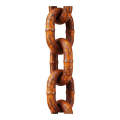 Fototapeta premium Rusty chain links isolated on transparent background with orange corrosion